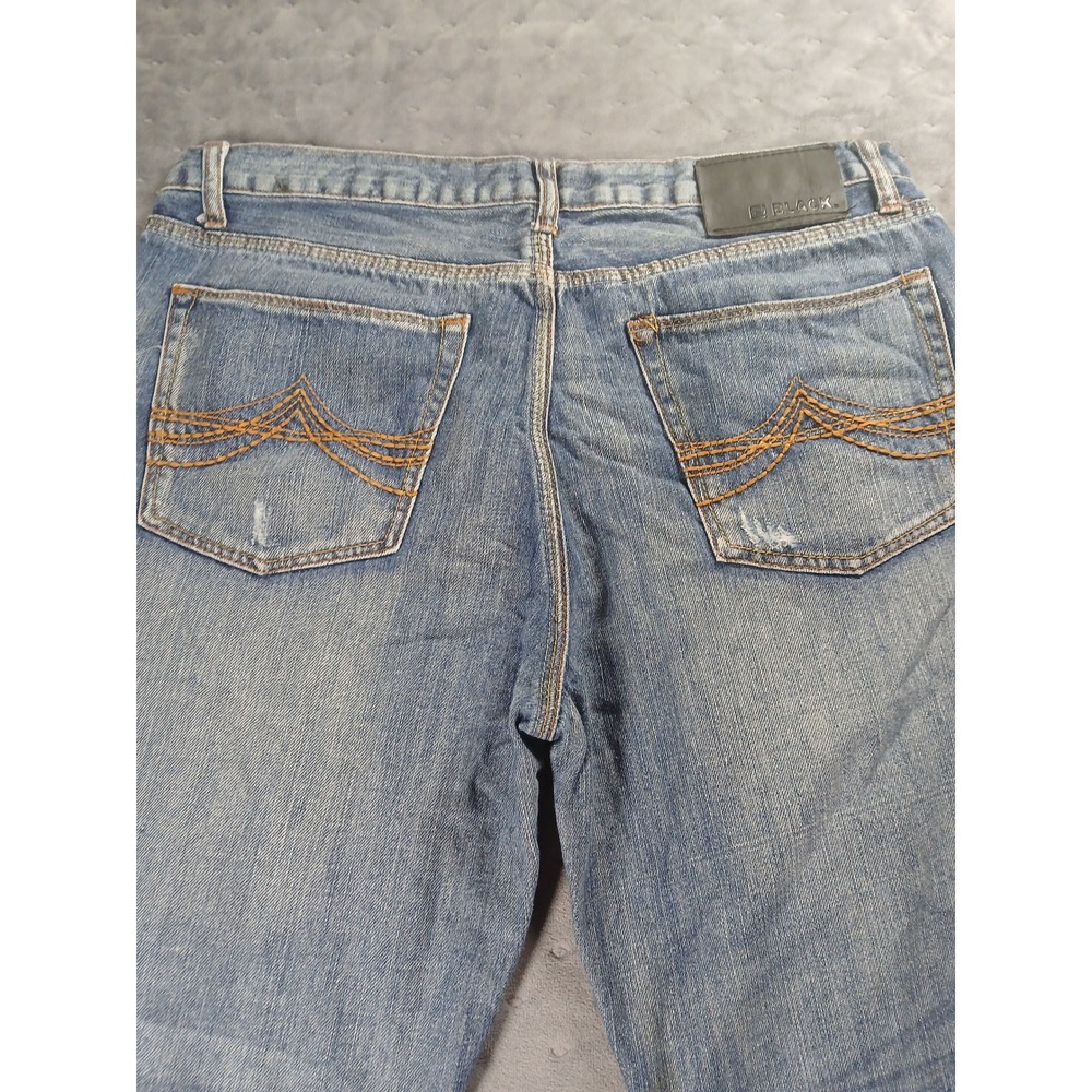 Rue21 Black Bootcut Jeans Mens 34x30 Distressed Patriotic Patch Medium Wash - Picture 6 of 7